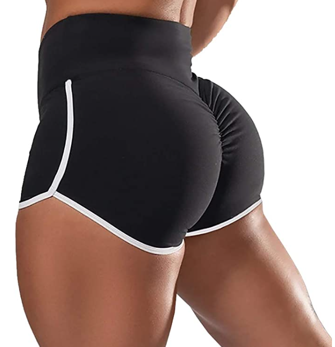 Cargo Shorts for Women with Pockets Scrunch Booty Short Leggings High  Waisted Stretch Workout Athletic Shorts (Small, Black) 